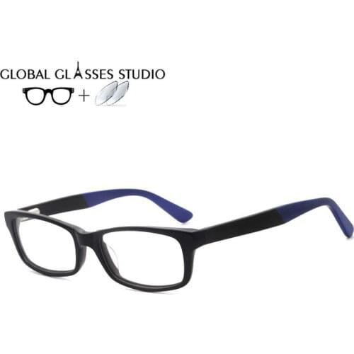 Men Rectangle lens acetate glasses black Prescription glasses 1.56 Index OX-137