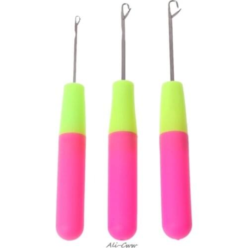 3PCS Mixed Steel Knitting Hook Needles Crochet Template Bending Shape Plastic Handle Knitting DIY Kit Loom Tool for knitting
