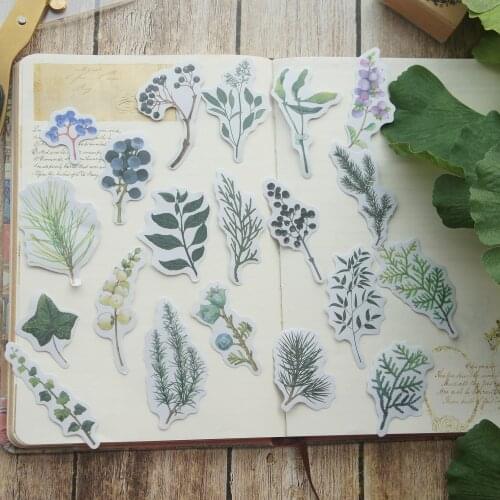 58pcs Cold Color Blue Leaves Flower Design Sticker As Gift Decoration Scrapbooking DIY Sticker Party Gift Seal