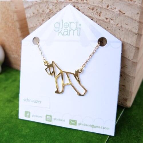 New Trendy Gold Silver Personalized Schnauzer Origami Necklace Animal Pendant Hunger Games Necklace Women Best Friend