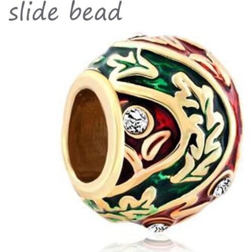 New Slide beads. Faberge egg charm bracelet beads. Fit Pandora bracelet beads for jewelry making