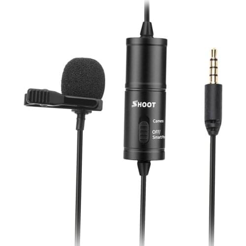 SHOOT Lavalier Microphone,Clip-on Lapel Mic Omnidirectional Condenser for iPhone /Camera /Android Wired Microphone