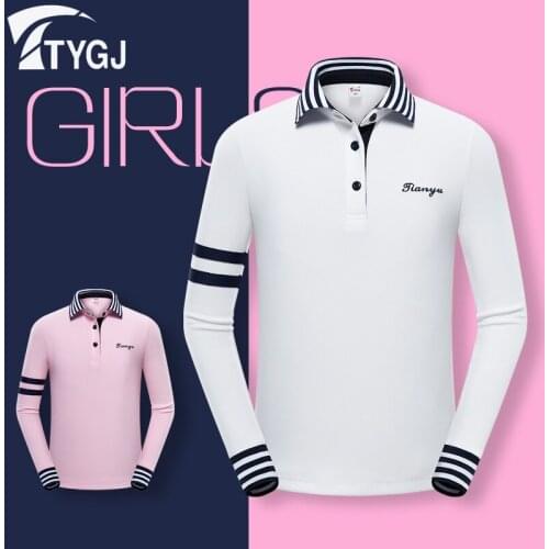 Pgm Autumn Children Girls Golf T-Shirt Long Sleeve Casual Shirt Kids Girls Turn Down Collar Golf Tops Sportwears S-XL D0815