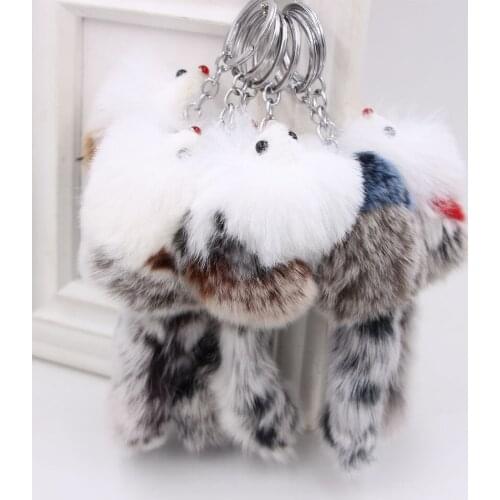 Fluffy fox Keychain pendant girl cute mouse mobile phone bag pendant Keychain