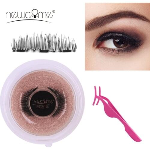 NEWCOME 3 Magnets Eyelashes 100% Handmade Natural Magnetic Lashes False Eyelash Cilia Full Strips Eyes Lashes Makeup Tool