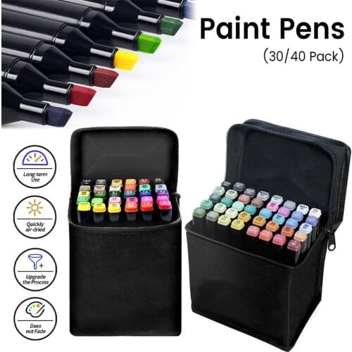 Paint Pens (30 Pack) - Dual-Tip Paint Markers 30 Colors - Best for Rock Painting Stone Ceramic Glass Wood Canvas and Metal