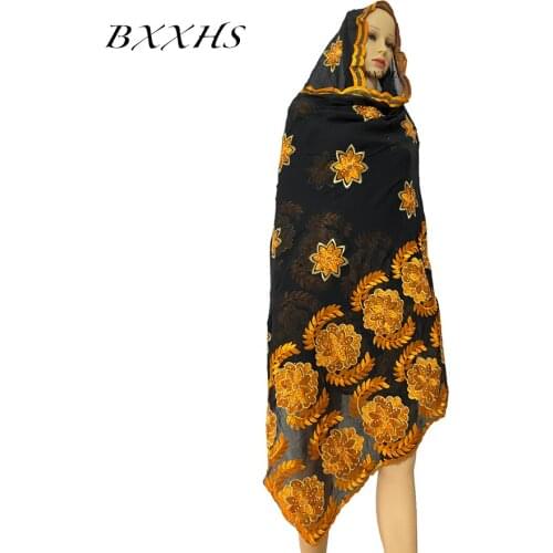 African scarf, 2020 new Muslim embroidered womens cotton scarf, beautiful and economical，cotton big lady scarf for shawls