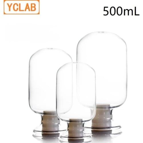 YCLAB 500mL Glass Sample Bottle Round Head with Rubber Stopper Seed Ore Powder Crystal Specimen Display