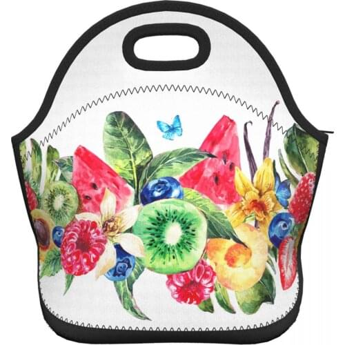 Flowers Fruits Pattern Lunch Bags for Girls Women Work Lunch Food Holder Cooler Bags for Picnic Camping School