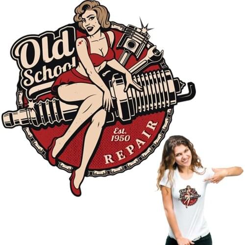 Old School Heat Transfer Washable Diy T-Shirt Clothing Stickers Stripe Iron On T-Shirt Dresses Jeans Thermal Sticker