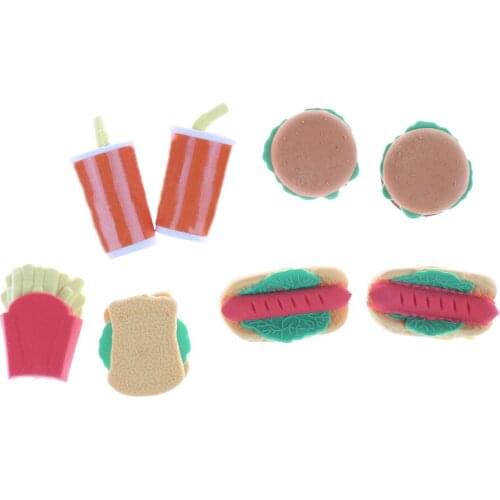 Cake Burger Food Drink Coke Eraser Stationery Set Toy School Supplies Cute Fruit Novelty Child Gift Kitchen toys Kawabata