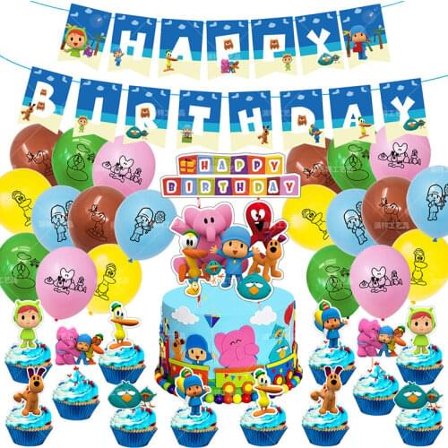 Little p Youyou Party Decoration POCOYO Little I Pull Flag Balloon Cake Row Birthday Theme Articles