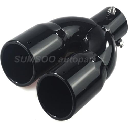 Universal Car Inlet Double-Barrel Rear Exhaust Tip Tail Pipe Muffler for car modificati 304Stainless Steel Car Accessories