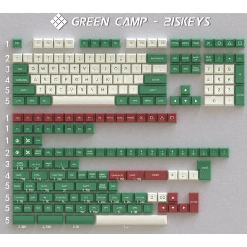 OSA keycap PBT material Green camp color matching 215 key two-color molding process