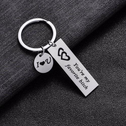 Funny Keychain You're My Favorite Stainless Steel Love Key Chain Valentines Day Birthday Gifts For Woman Girlfriend Wife Keyring