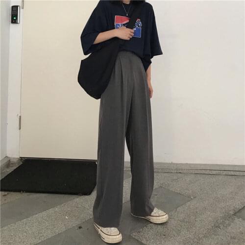 Trendy Street Style Women Suit Pants Large Size Full Length Solid Wide Leg Trousers High Quality Loose Chic Lady Straight Casual