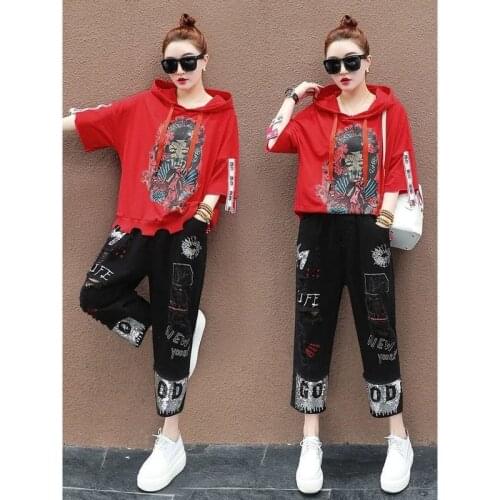 2021 Spring And Sports Womens Korean Fashion Brand Hip Hop Two Piece Suit Loose Street Cool Summer Clothes For Tracksuit Women