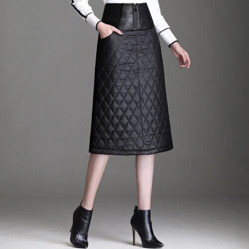 Women Warm 2020 Autumn Winter Thick High Waist Ladies Elegant Slim Duck Down Vintage Long Skirts Female Plus Size