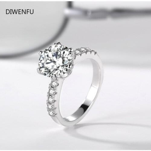 DIWENFU Solid 925 Sterling Silver Rings for Women Stacking Band Engagement Wedding Part Gift Classic Romantic Fine Jewelry