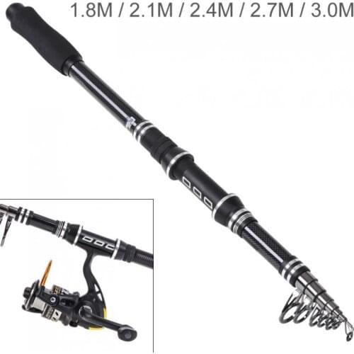 1.8m/2.1m/2.4m/2.7m/3.0m Carbon Fiber Telescopic Fishing Rod Short Sea Rods Ultra Light Travel Spinning Casting Lure Pole