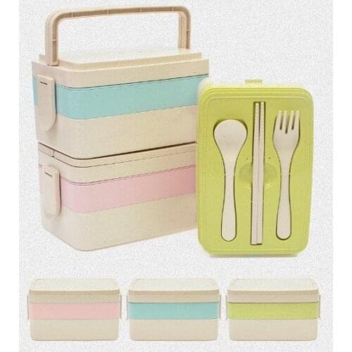 1PC New Arrival Modern Microwave Bento Box Wheat Straw Plastic Lunch Boxs Picnic Camping Container For Food Storage OK 0332