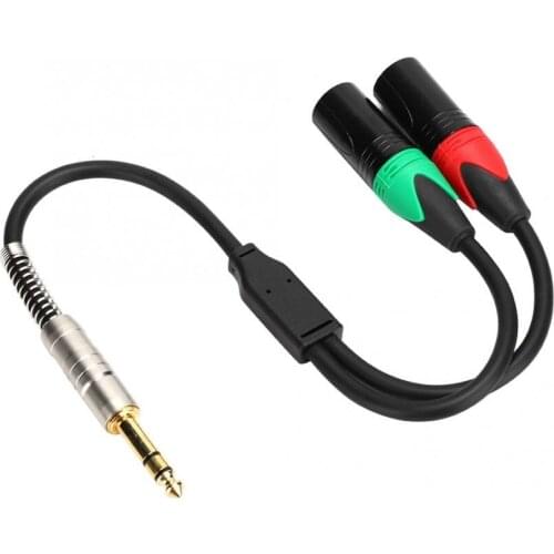 1PC High Quality 0.3M 24AWG Pure Copper Double Shield 6.35 Male/Female to Double XLR Male Audio Connecting Cable