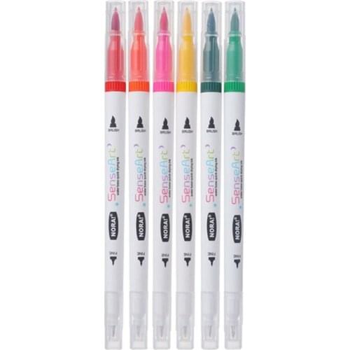 T8DB 12/18/24Pcs Dual Tip Flexible Color Brush Fineliner Tips Watercolor Marker Pen