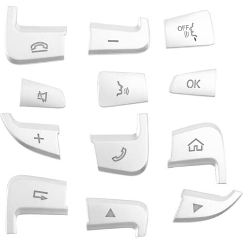 12Pcs Car Styling Steering Wheel Button Covers Trim Stickers for Mercedes Benz GLC X253 2015 2016 & C Class W205 2014 2015 Silve