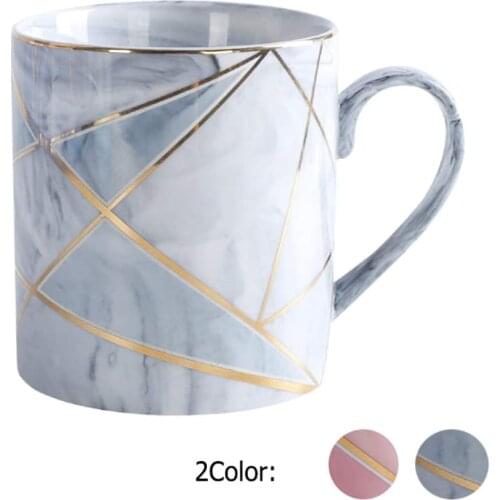 380ml Marble Ceramic Mug Travel Coffee Mug Milk Tea Cups with Sparkly Gold Creative Mugs Pink Gold Inlay Breakfast Home Decor