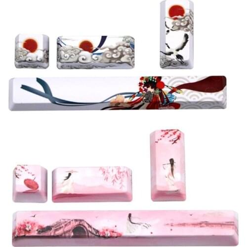 4 PCS 5-side Dye-sublimated PBT Five Sides Dye-Subbed Spacebar 6.25U Cherry Profile Space Bar Keycap for Mechanical Peking