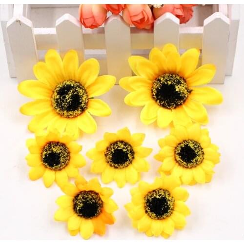 5pcs Silk Sunflower Gerbera Artificial Artificial Scissors Waltz Wedding Decoration DIY Wreath Gift Craft Fake Flower Sunflower