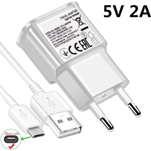 5V 2A 2M Long Micro Charge Cable For Samsung Galaxy Grand Prime J5 J2 Pro A6 A7 2018 J4 J6 A01 E7 Phone Charger Wall USB Adapter