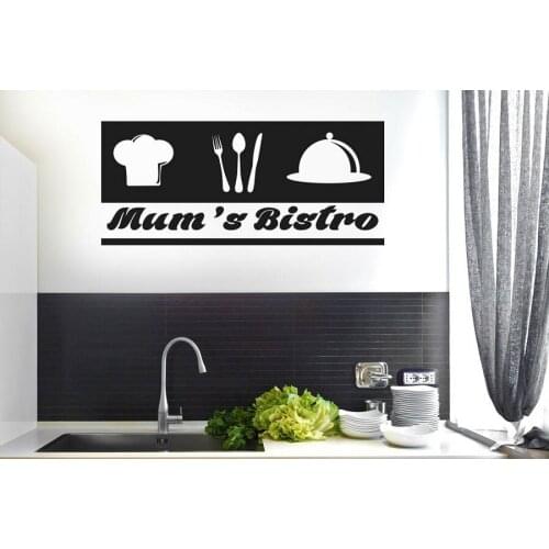 Customizable slogan cutlery chef icon vinyl sticker kitchen restaurant home decoration wall stickers DIY removable CF17