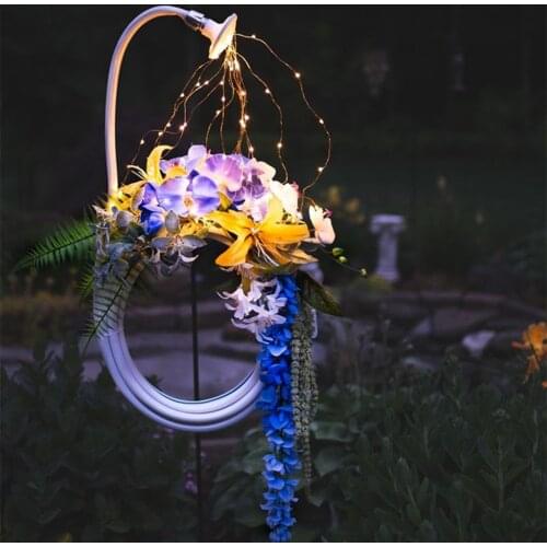 Art Garden Hose Wreath Night Light, Waterproof Star Shower Lawn Lamp, Waterfall Outdoor Party Wedding Decor