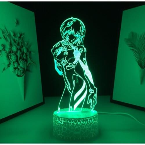 Ayanami Anime Figure Rei 3D LED Lamp for Room Decor Birthday Gift Night Light Rgb Colorful Manga Room Desk Lamp Ayanami