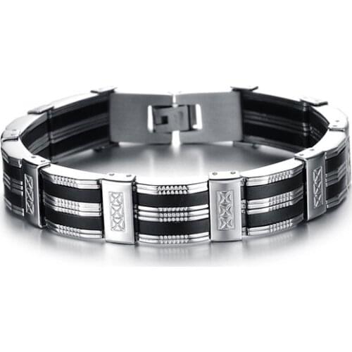 Personality Men Bracelet Stainless Steel Silicone Bracelets Man Jewelry Accessories C508 @17 TT@88