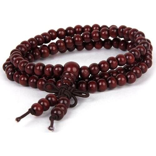 Tibetan Style Mala Buddhist Bracelet 108 Pearls Wooden chaplets Beads
