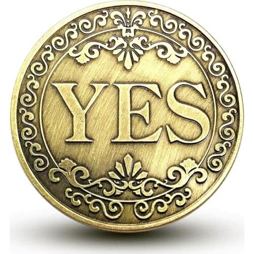 YES or NO Commemorative Coin Floral YES NO Letter Coin Classic Magic Tricks TOYS Close Up Magic Props Show Tool