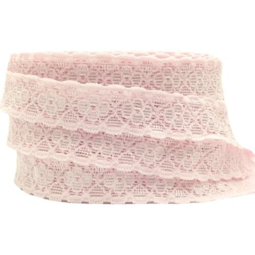 High Quality Stretchy Pale Pink Lace Elastic 2cm Light Pink Lace Trim Ribbon for DIY Headwear Headband Hair Accessory 10yard/lot