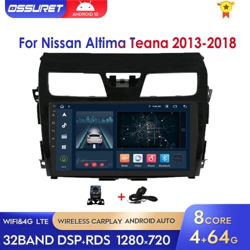 GPS Radio Multimedia 4G LTE Android 10 QuadCore Car Nav Player For Nissan Teana Altima 2013 2014 2015 2016 Gps Carplay Bluetooth