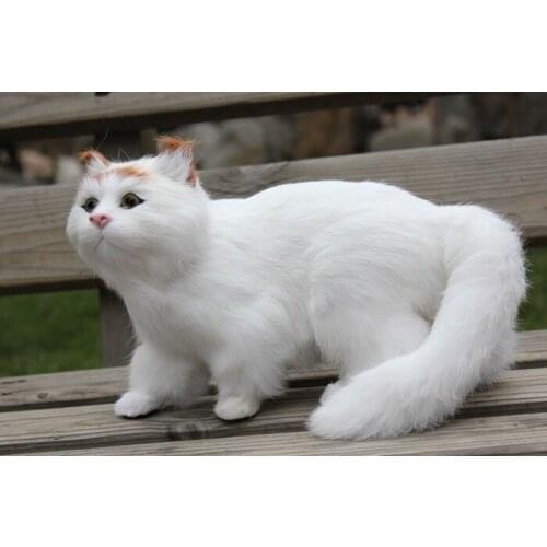 Lovely simulation cat toy white polyethylene & furs cat toy home decoration gift 32x15x20cm 2383