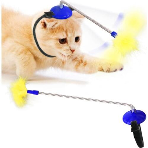 Interactive cat toy indoor cat small cat toy cat feather magic wand with collar cat-related products natural feather with Bell