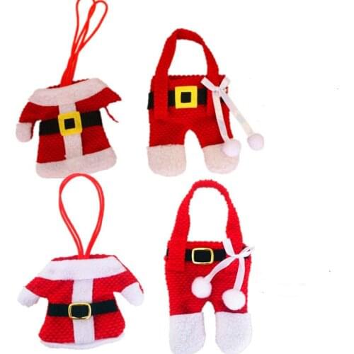 New Year Pocket Fork Knife Cutlery Holder Bag Home Party Table Dinner Decoration Tableware Santa Claus Christmas Decorations