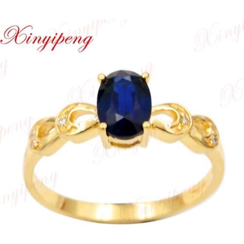 Xin yi peng 18 k yellow gold inlaid 1.2 carat natural sapphire ring women ring fashion and generous