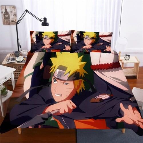 Anime Ninja Uzumaki Uchiha Narutoes 3D Printed Bedding Set Duvet Cover KING Queen Full Twin Size for Kids Bedroom Decor