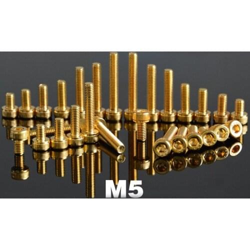 M5*6-30mm Length Titanium Gold Plating Allen Screw Stigma Cylindrical Cup Head Screws Hexagonal Bolts Hex Bolt High Quality