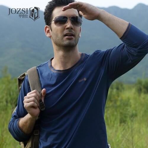 JOZSI Men 100% Cotton T-shirt Breathable Anti-UV Tshirt Male Spring Autumn Long Sleeve