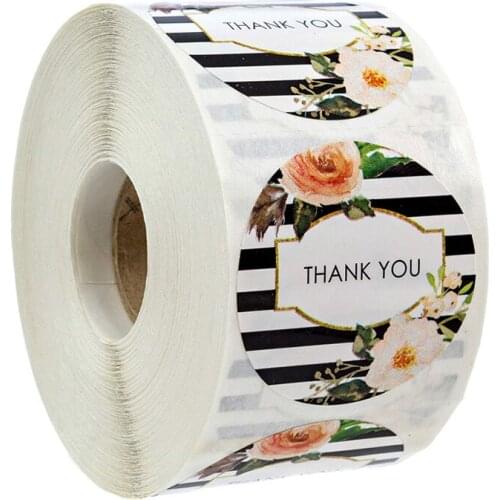Thank You Sticker Seal Label Round Multi Color Flower Design 50-500pcs Labels Sticker for Birthday Wedding Decoration Sticker