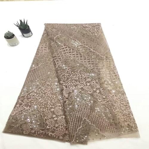 2018 Latest French Nigerian Laces Fabrics Gold High Quality Tulle African Laces Fabric African French Tulle Lace dress xb7-7