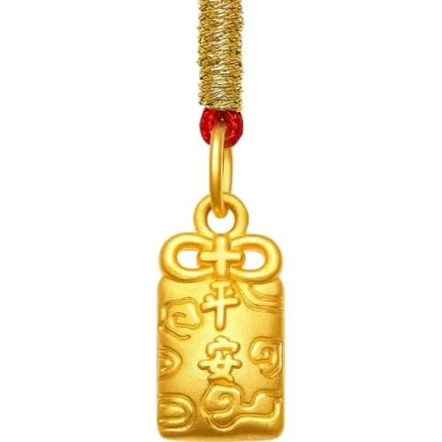 New 3D Hard Gold 999 Gold Pendant 24K Yellow Gold Ping An Necklace Pendant For Children